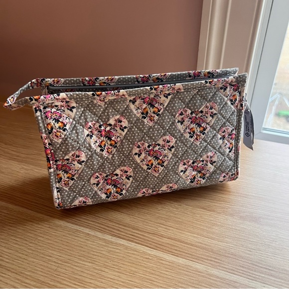 Vera Bradley Handbags - Vera Bradley Hearts Trapeze Cosmetic Bag in Mon Amour Gray